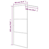 Duschvägg silver 90x195 cm halvfrostat ESG-glas