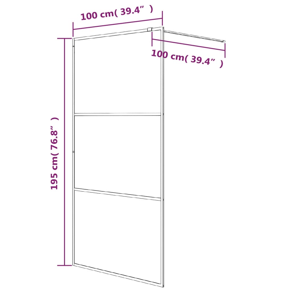 Duschvägg vit 100x195 cm klart ESG-glas