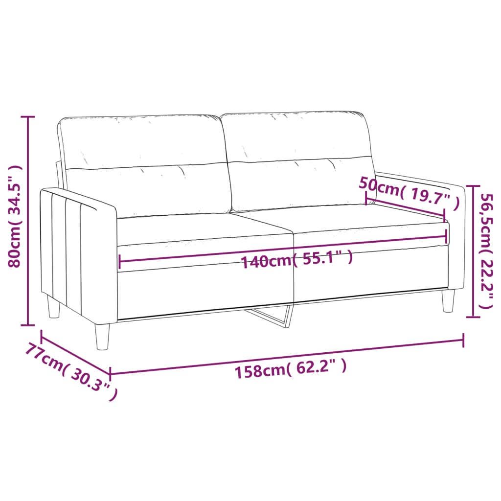 2-sitssoffa ljusgrå 140 cm tyg