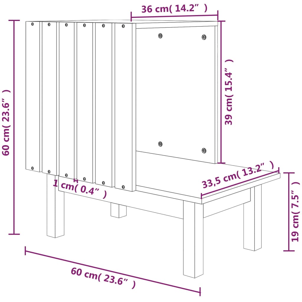 Kattkoja 60x36x60 cm massiv furu