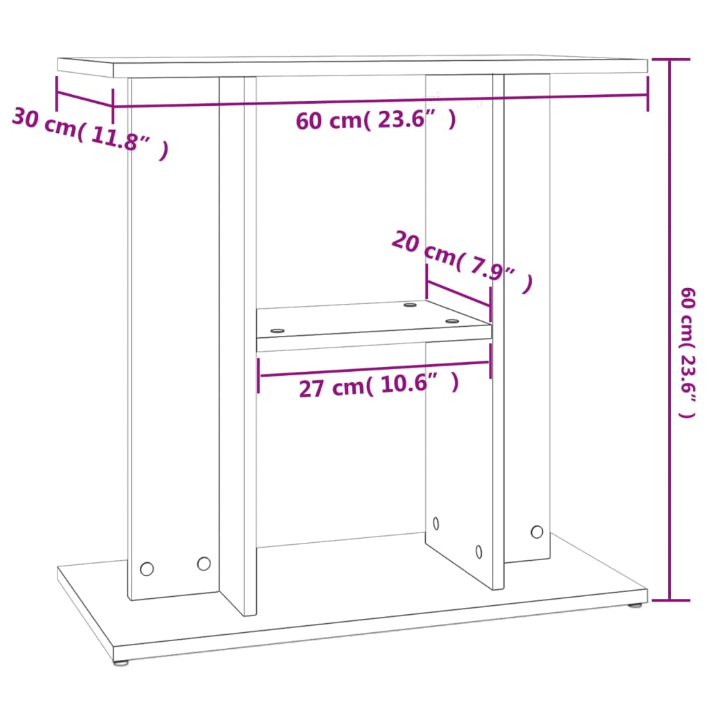 Akvariebänk vit 60x30x60 cm konstruerat trä