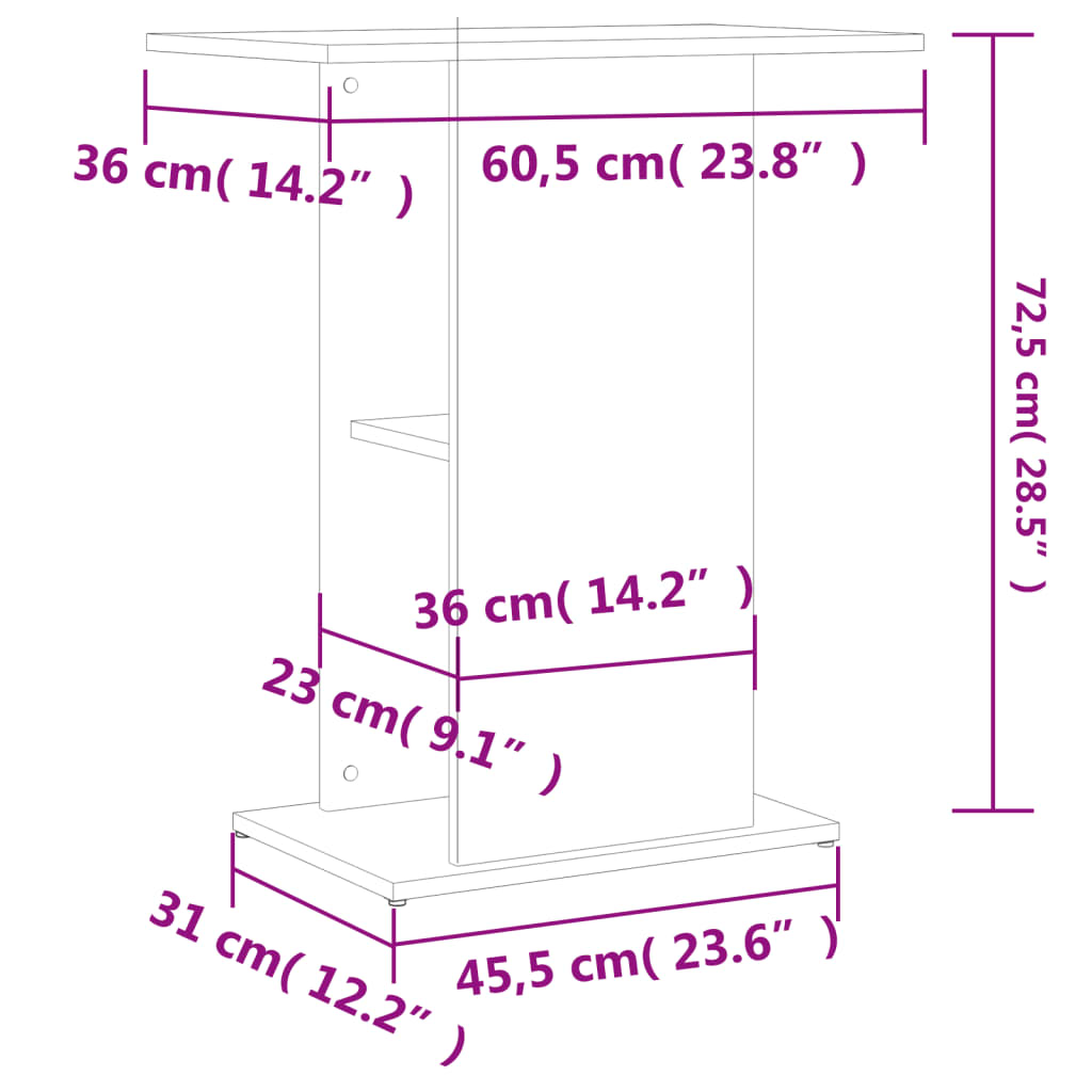 Akvariebänk vit 60,5x36x72,5 cm konstruerat trä