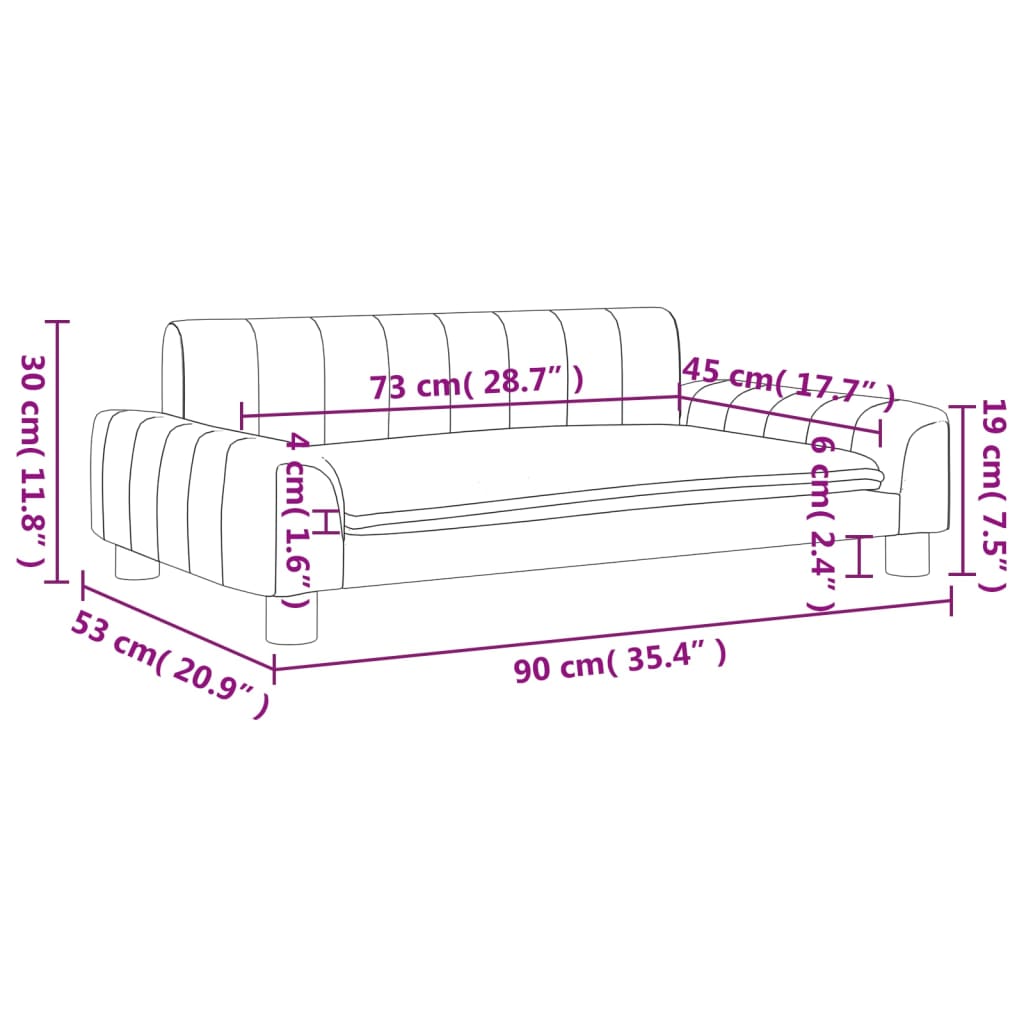 Barnsoffa gräddvit 90x53x30 cm tyg