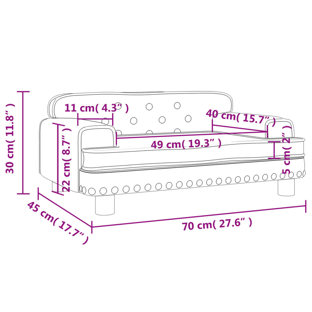 Barnsoffa brun 70x45x30 cm sammet