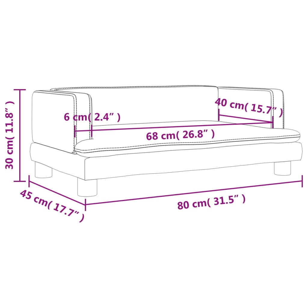 Barnsoffa blå 80x45x30 cm sammet