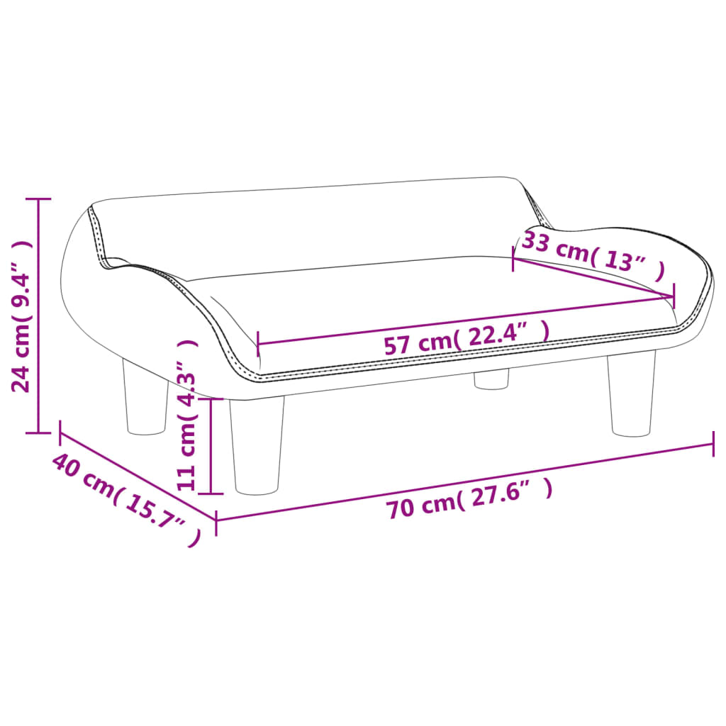 Barnsoffa gräddvit 70x40x24 cm sammet