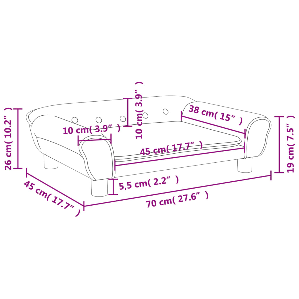 Barnsoffa rosa 70x45x26 cm sammet