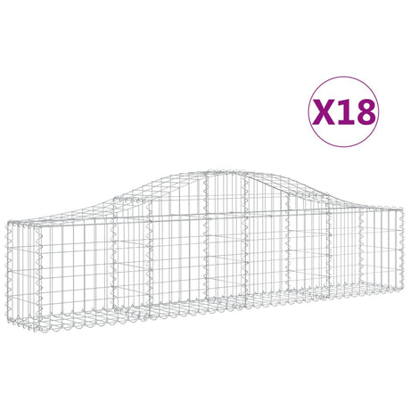 Gabion bågformad 18 st 200x30x40/60 cm galvaniserat järn