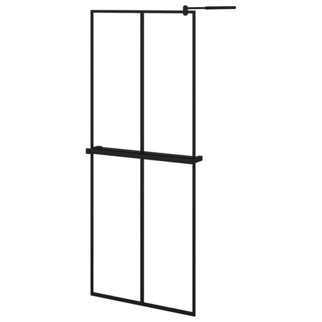 Duschvägg med hylla svart 80x195 cm ESG-glas&aluminium