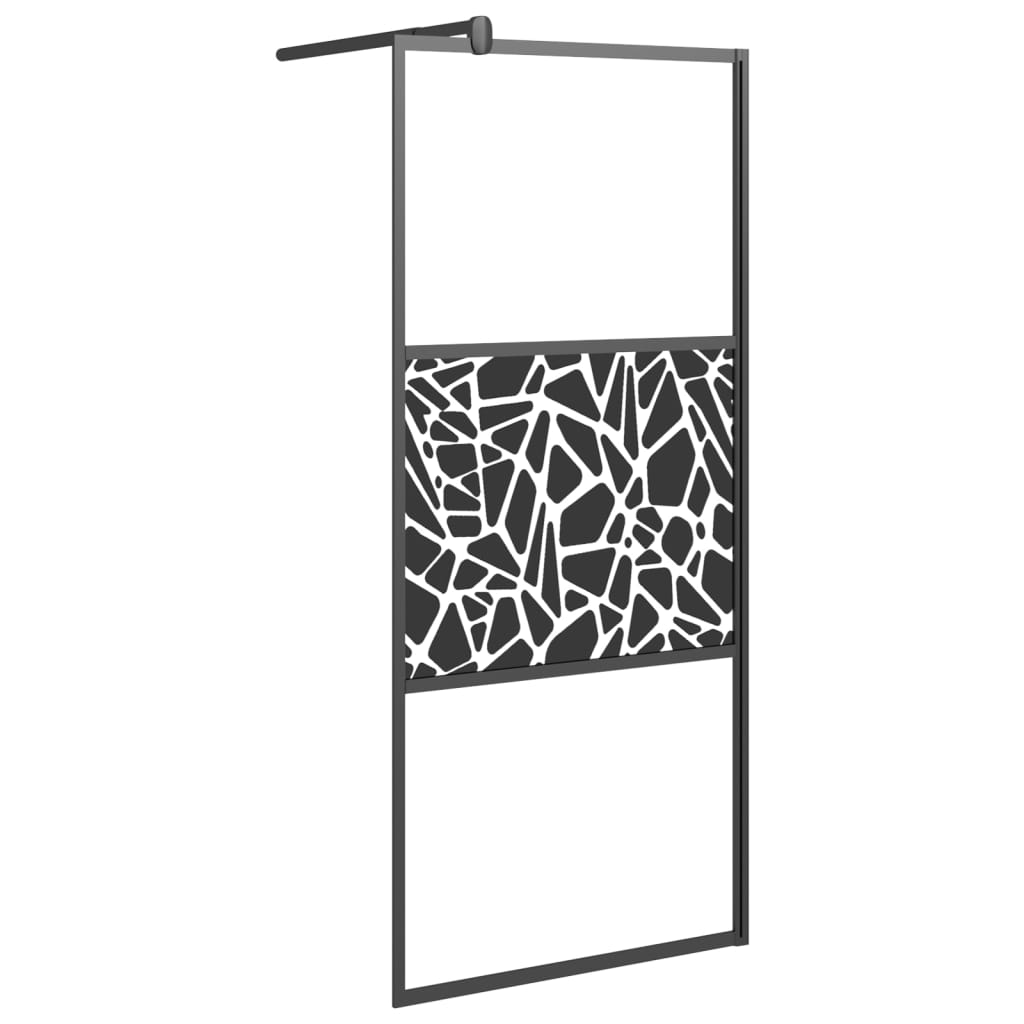 Duschvägg med hylla svart 80x195 cm ESG-glas&aluminium