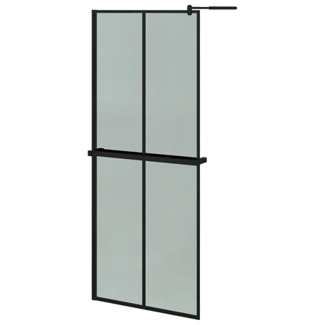 Duschvägg med hylla svart 80x195 cm ESG-glas&aluminium