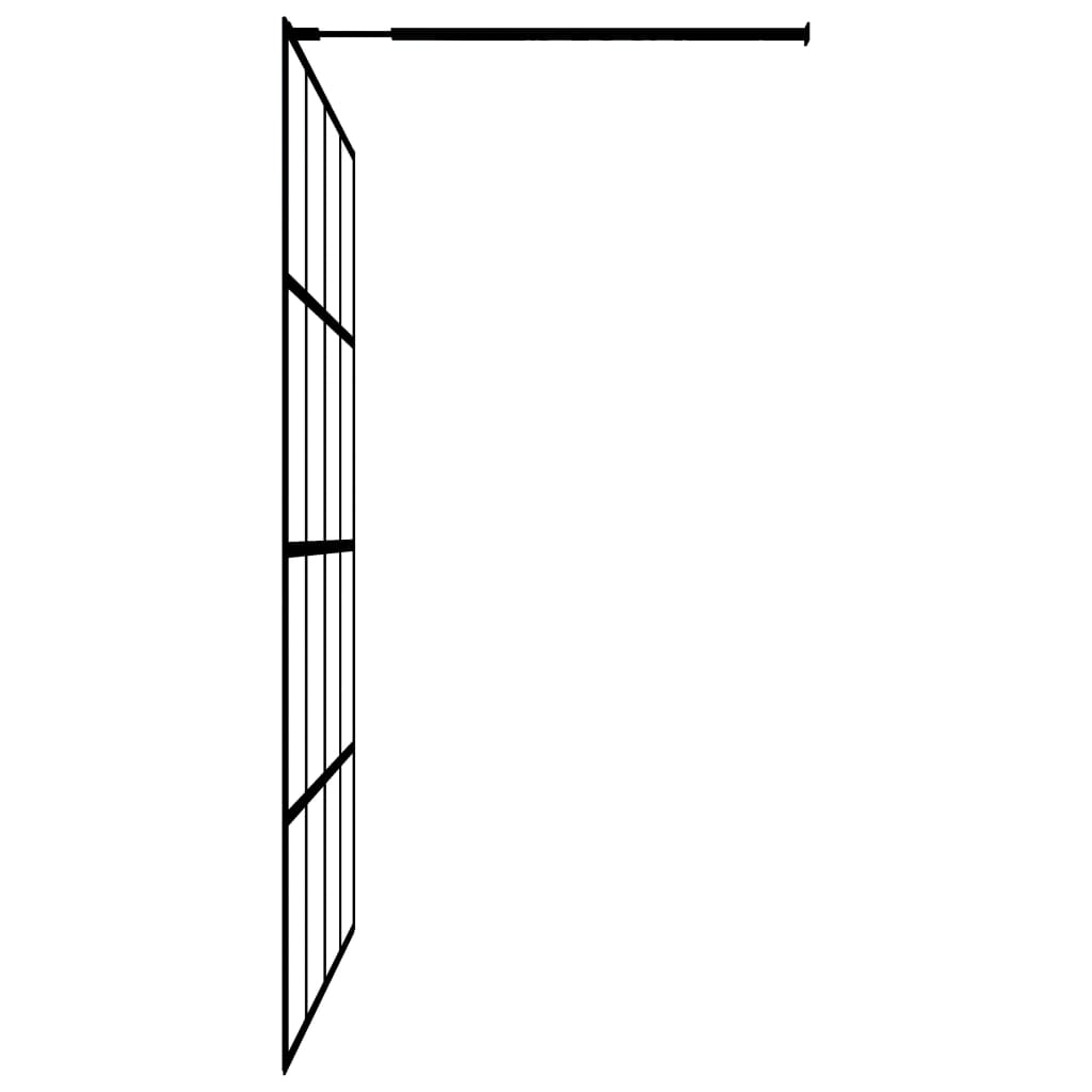 Duschvägg med hylla svart 90x195 cm ESG-glas&aluminium