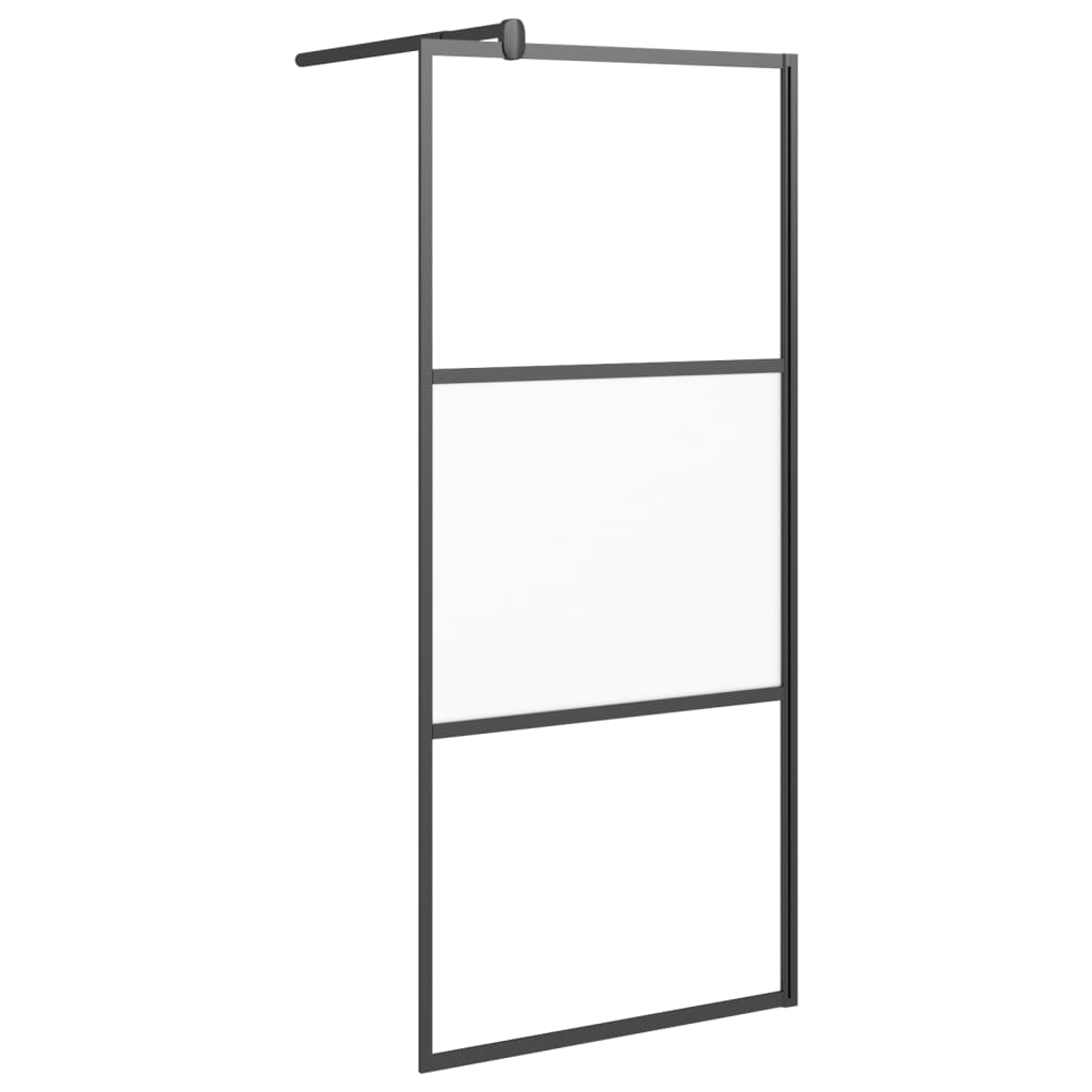 Duschvägg med hylla svart 90x195 cm ESG-glas&aluminium