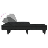 L-formad bäddsoffa svart 255x140x70 cm sammet