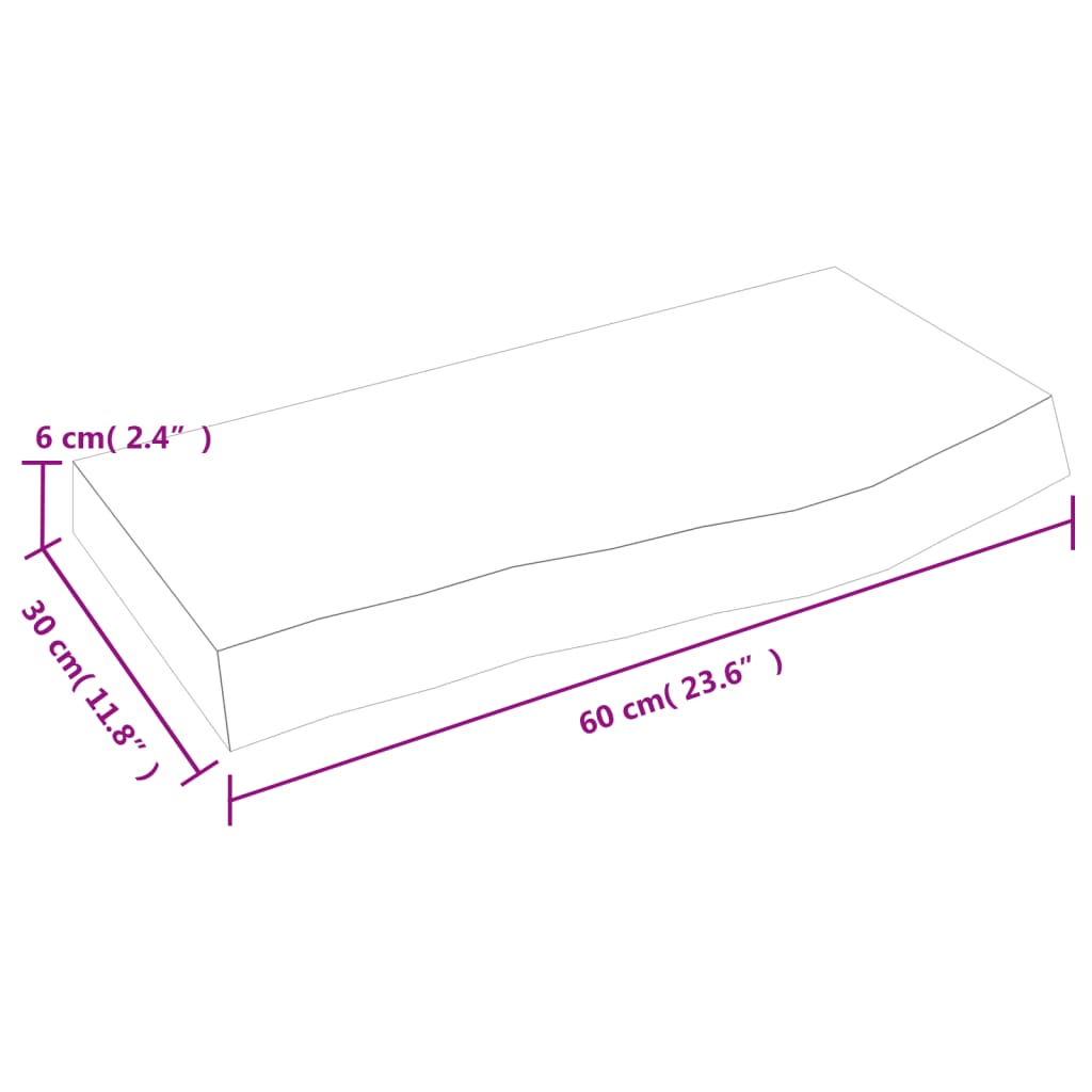 Bänkskiva för badrum 60x30x(2-6) cm obehandlat massivt trä