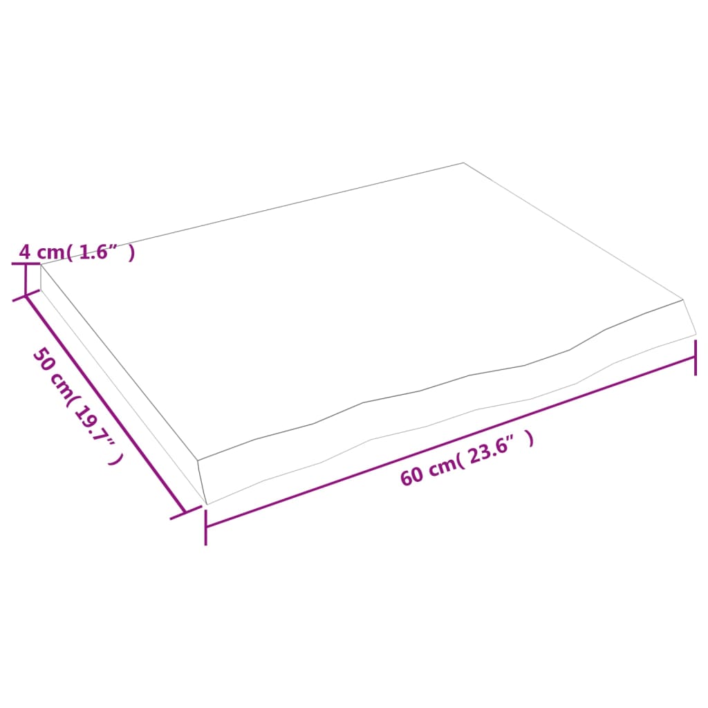 Bänkskiva för badrum 60x50x(2-4) cm obehandlat massivt trä