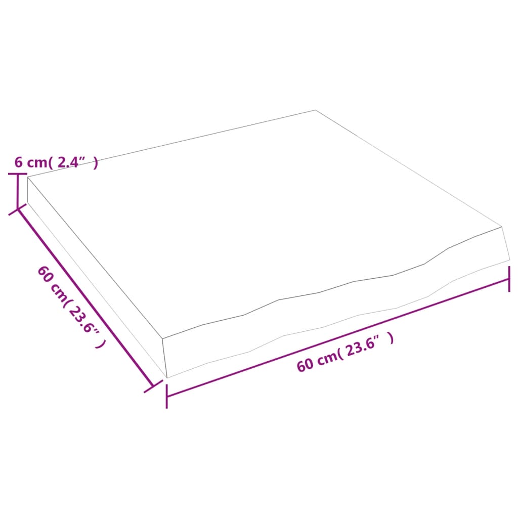 Bänkskiva för badrum 60x60x(2-6) cm obehandlat massivt trä