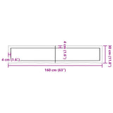 Bänkskiva för badrum 160x30x(2-4) cm obehandlat massivt trä