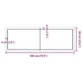 Bänkskiva för badrum 180x60x(2-6) cm obehandlat massivt trä