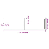 Bänkskiva för badrum 220x60x(2-4) cm obehandlat massivt trä