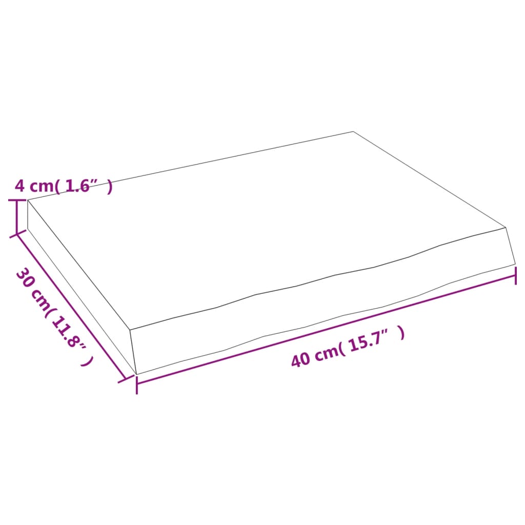 Bänkskiva badrum ljusbrun 40x30x(2-4) cm behandlat massivt trä