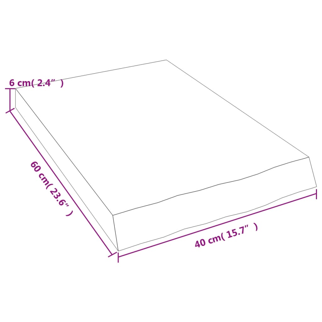 Bänkskiva badrum ljusbrun 40x60x(2-6) cm behandlat massivt trä