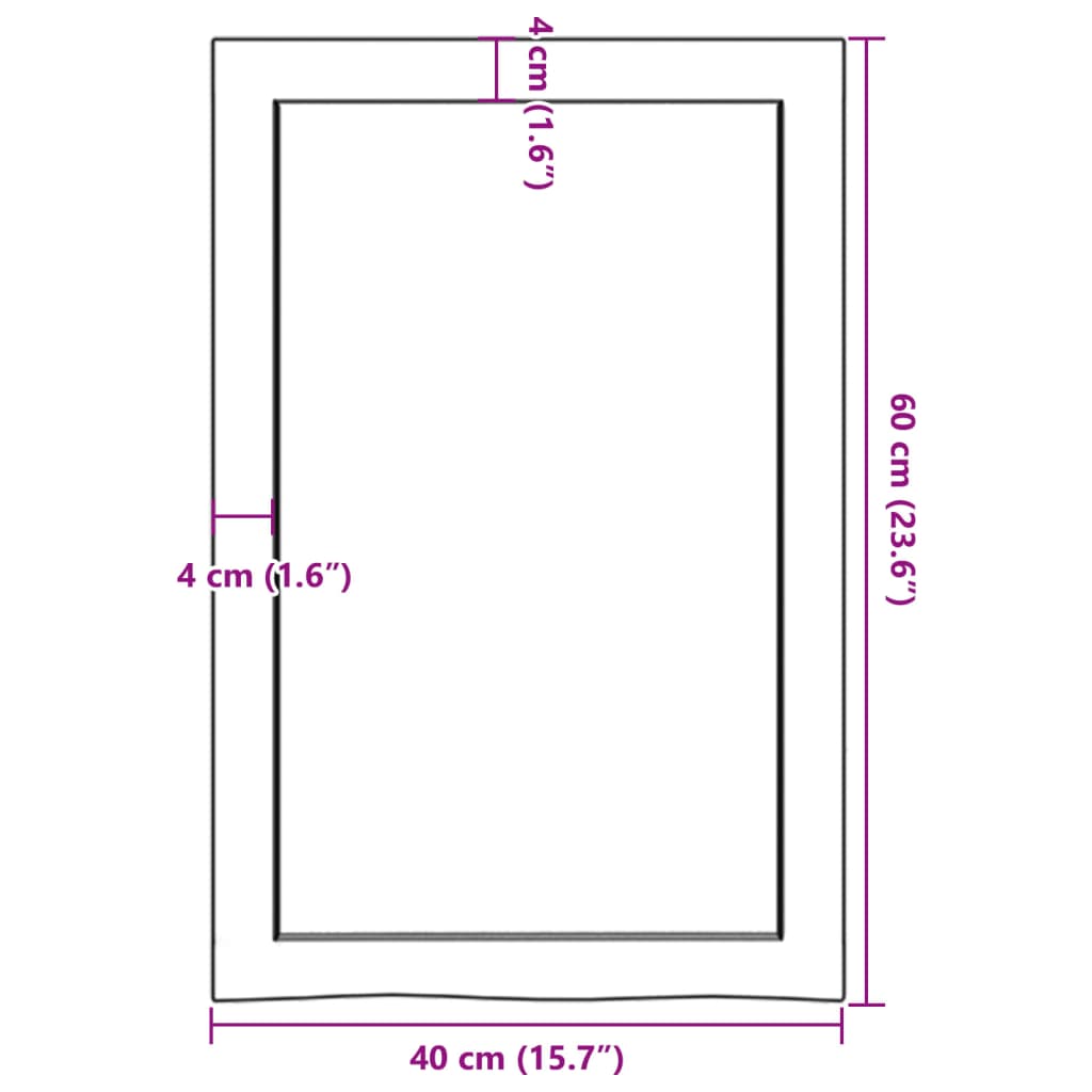 Bänkskiva badrum ljusbrun 40x60x(2-6) cm behandlat massivt trä