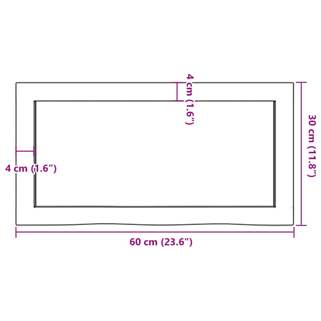 Bänkskiva badrum ljusbrun 60x30x(2-6) cm behandlat massivt trä