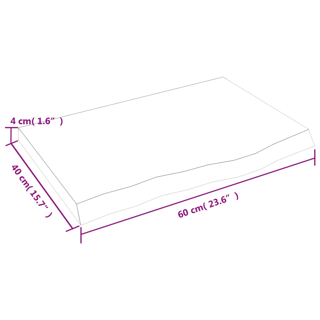 Bänkskiva badrum ljusbrun 60x40x(2-4) cm behandlat massivt trä