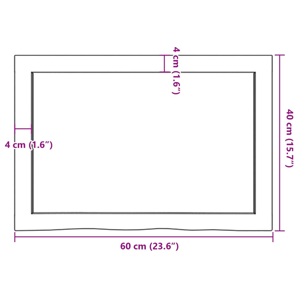 Bänkskiva badrum ljusbrun 60x40x(2-4) cm behandlat massivt trä