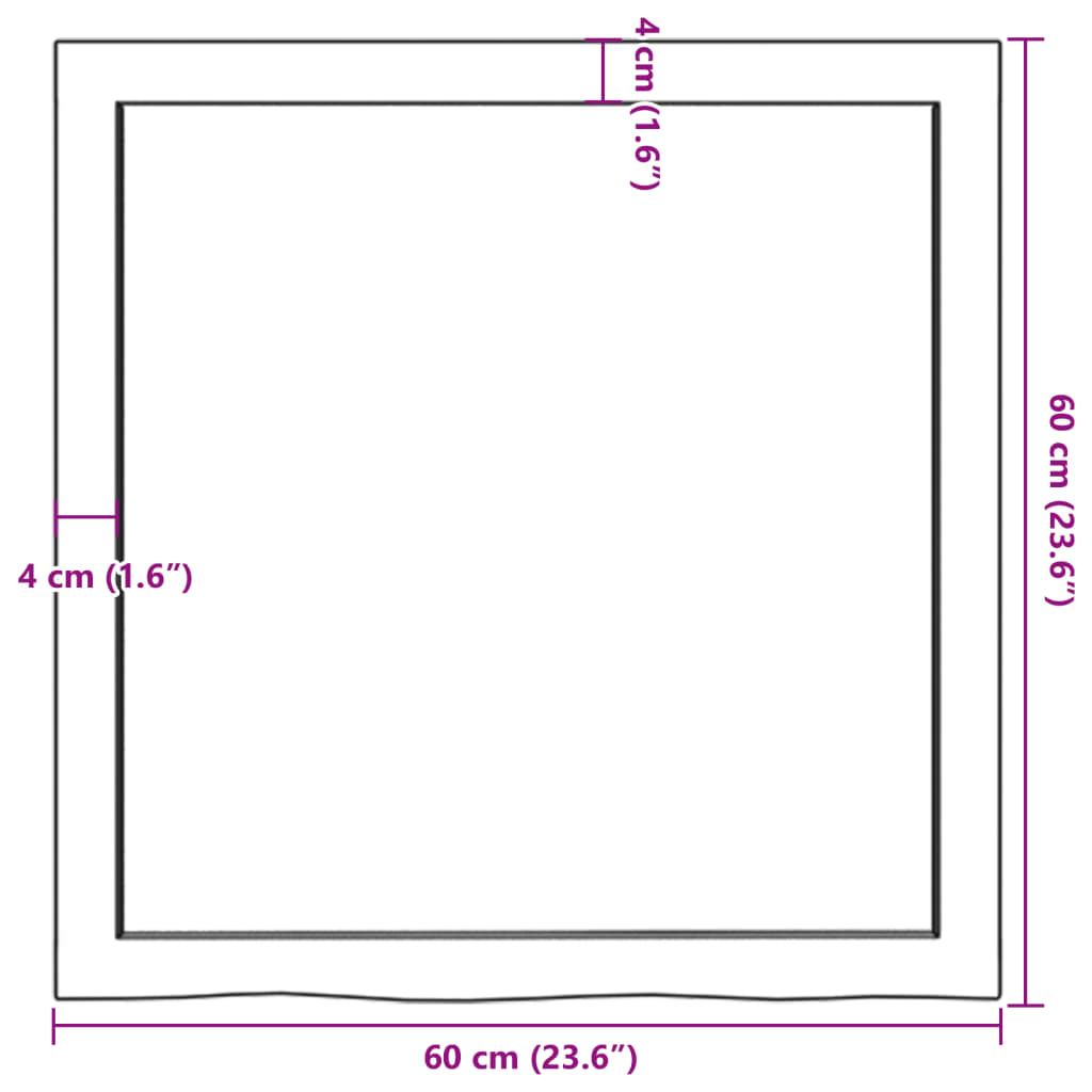 Bänkskiva badrum ljusbrun 60x60x(2-6) cm behandlat massivt trä