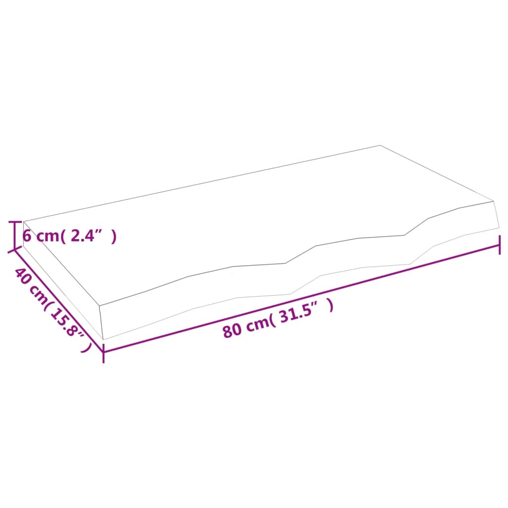 Bänkskiva badrum ljusbrun 80x40x(2-6) cm behandlat massivt trä