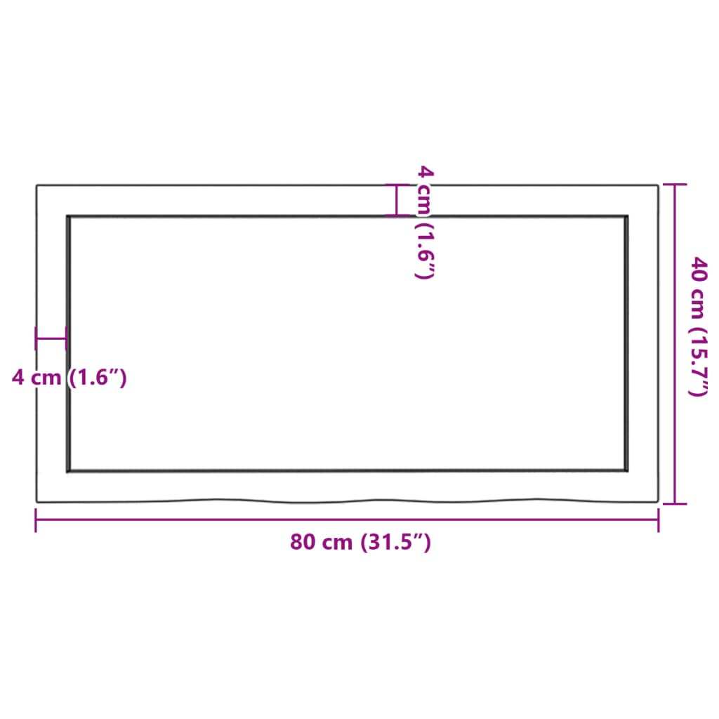 Bänkskiva badrum ljusbrun 80x40x(2-6) cm behandlat massivt trä