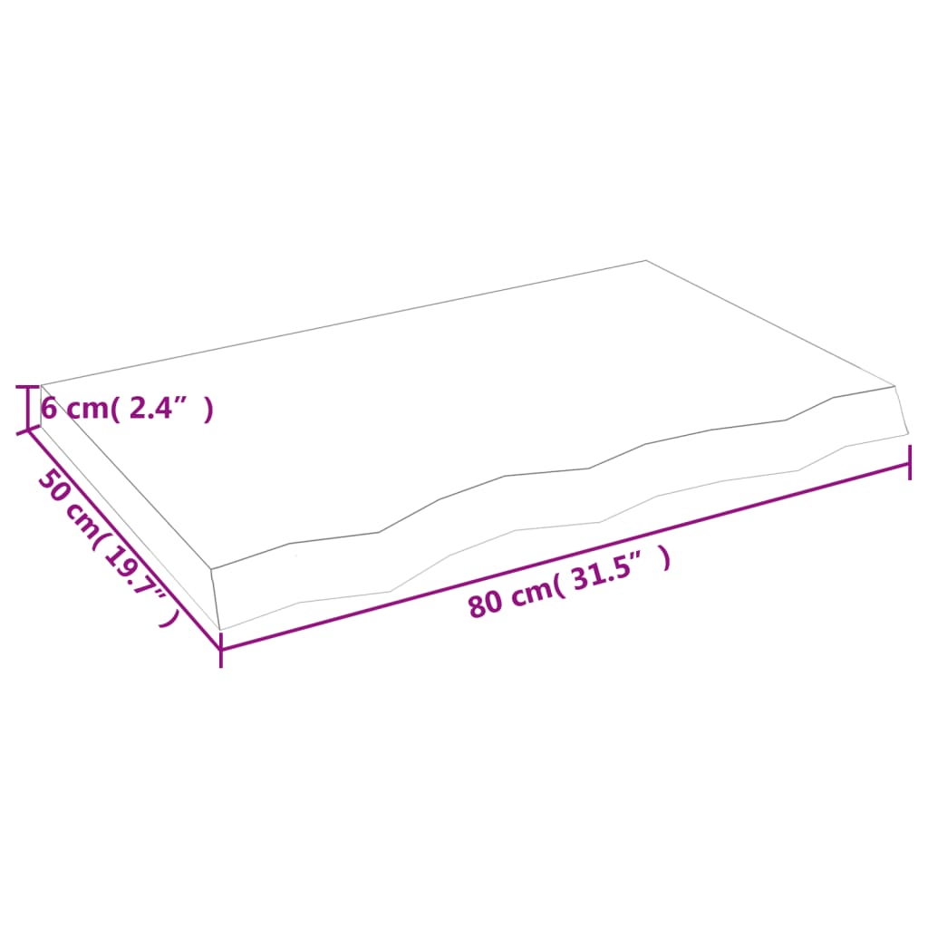 Bänkskiva badrum ljusbrun 80x50x(2-6) cm behandlat massivt trä