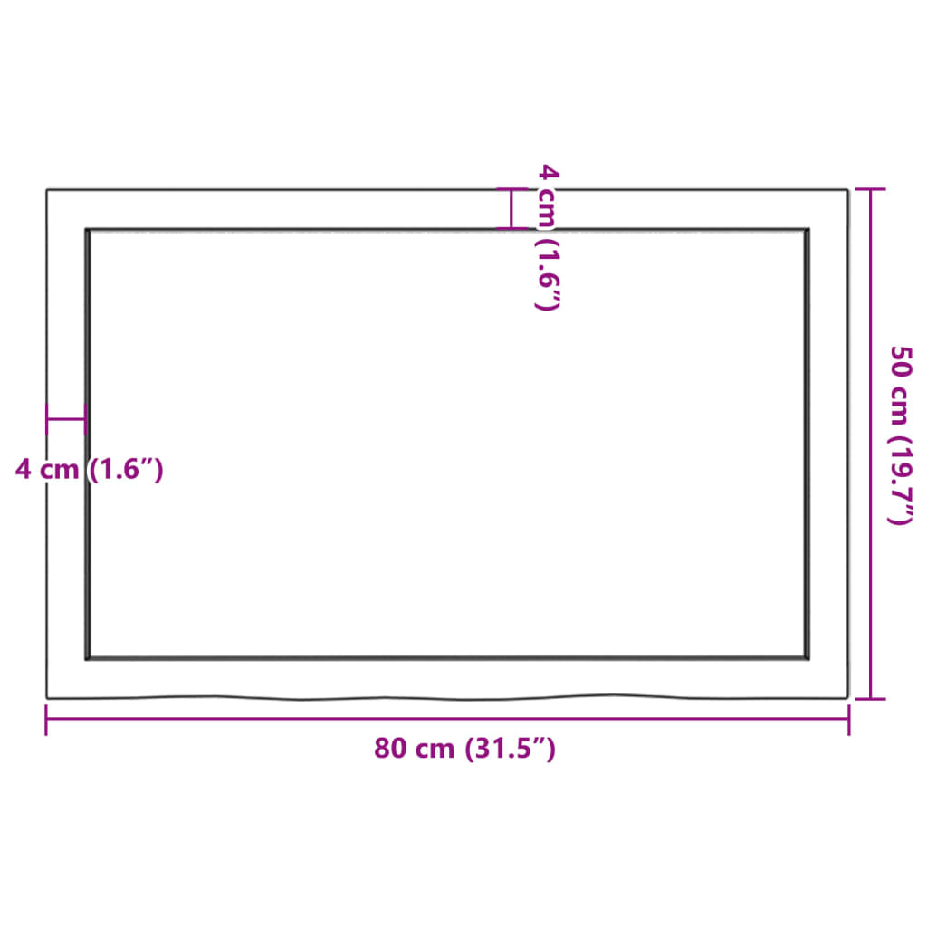 Bänkskiva badrum ljusbrun 80x50x(2-6) cm behandlat massivt trä