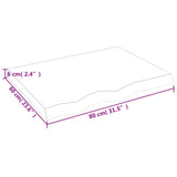 Bänkskiva badrum ljusbrun 80x60x(2-6) cm behandlat massivt trä