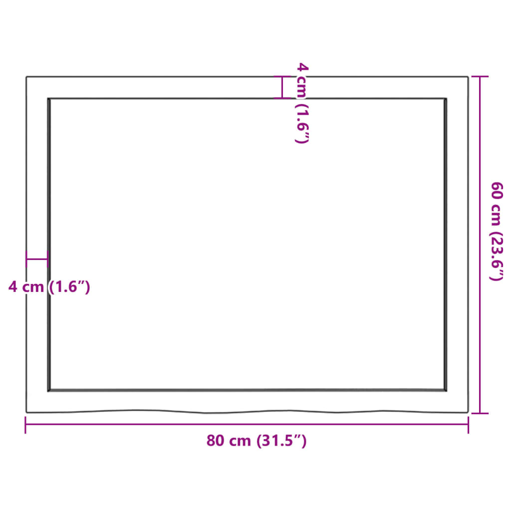 Bänkskiva badrum ljusbrun 80x60x(2-6) cm behandlat massivt trä