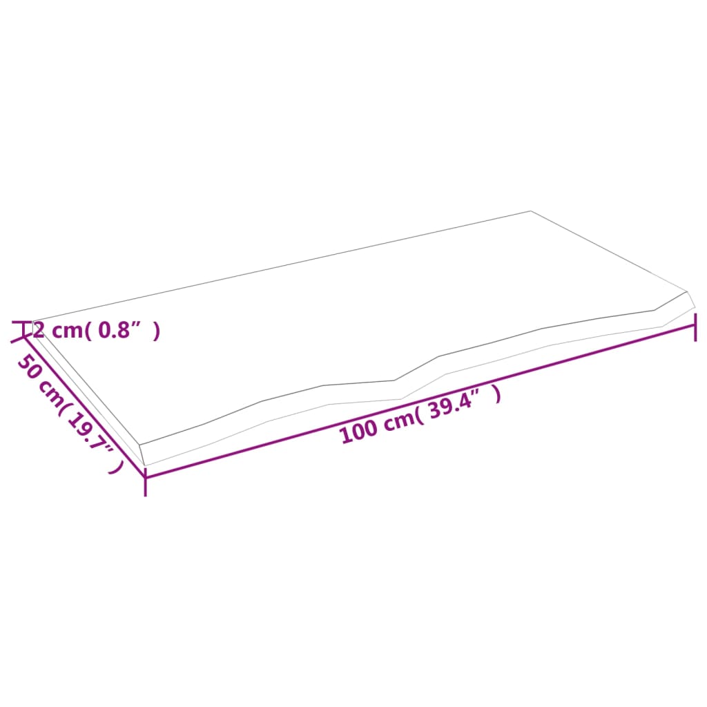 Bänkskiva badrum ljusbrun 100x50x2 cm behandlat massivt trä