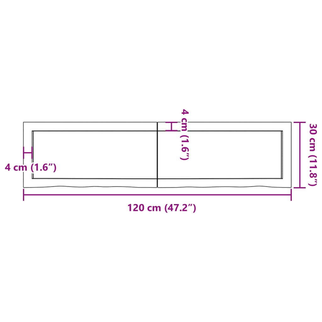 Bänkskiva badrum ljusbrun 120x30x(2-4) cm behandlat massivt trä