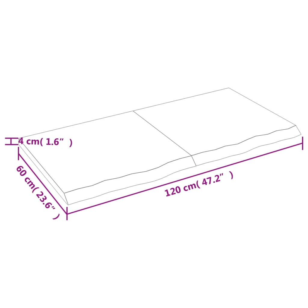 Bänkskiva badrum ljusbrun 120x60x(2-4) cm behandlat massivt trä