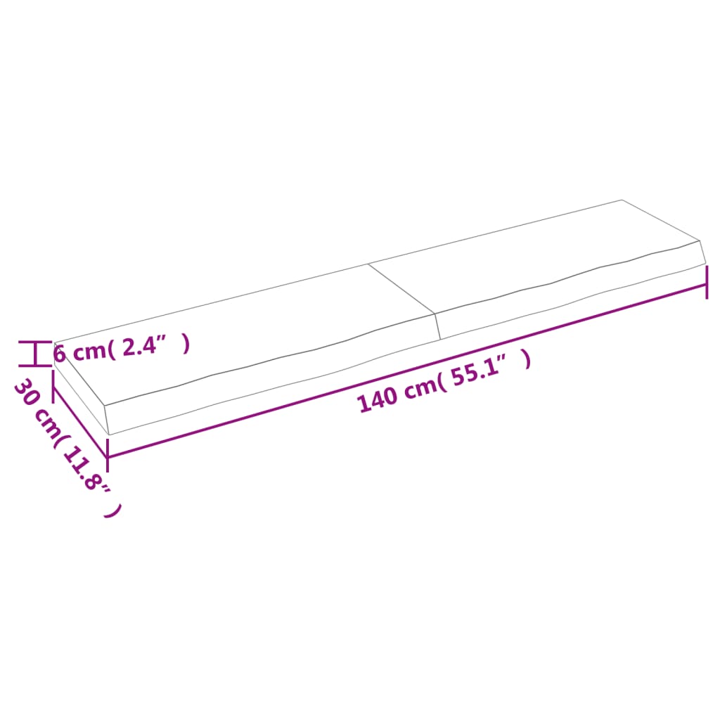 Bänkskiva badrum ljusbrun 140x30x(2-6) cm behandlat massivt trä