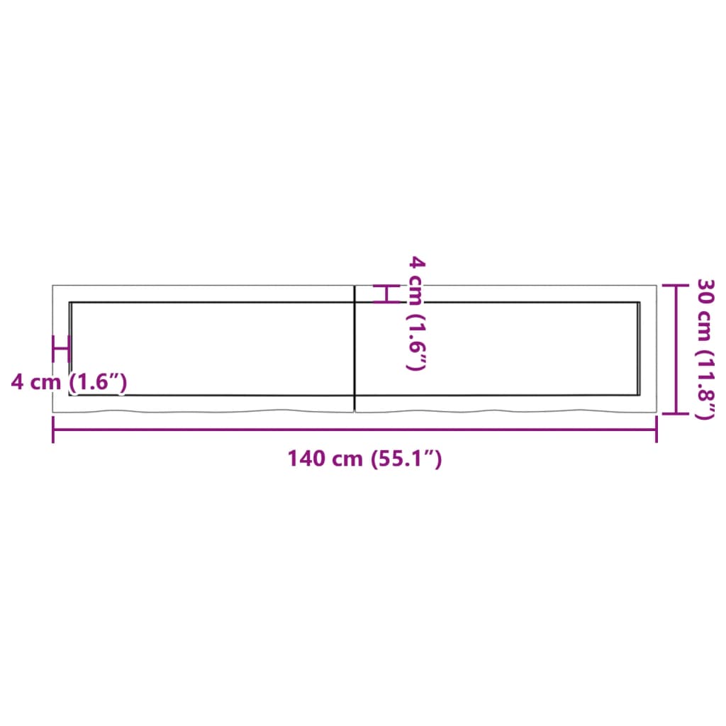 Bänkskiva badrum ljusbrun 140x30x(2-6) cm behandlat massivt trä