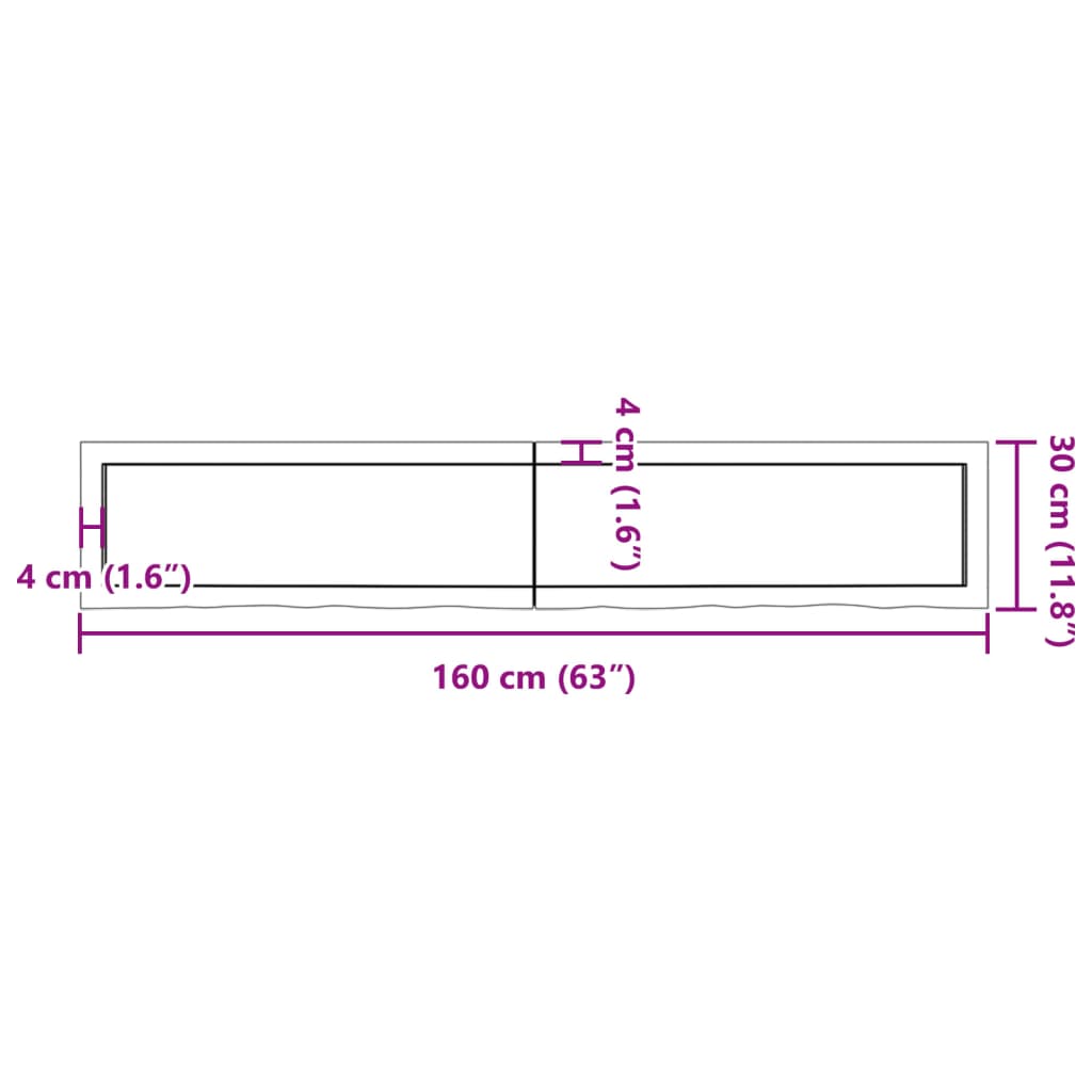 Bänkskiva badrum ljusbrun 160x30x(2-4) cm behandlat massivt trä