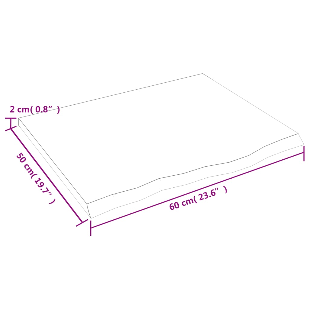 Bänkskiva för badrum mörkbrun 60x50x2 cm behandlat massivt trä