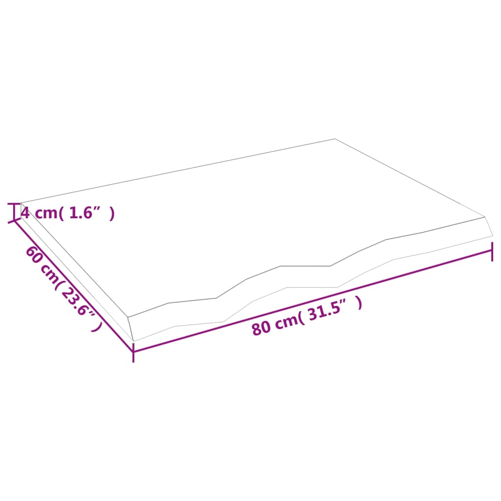 Bänkskiva badrum mörkbrun 80x60x(2-4) cm behandlat massivt trä