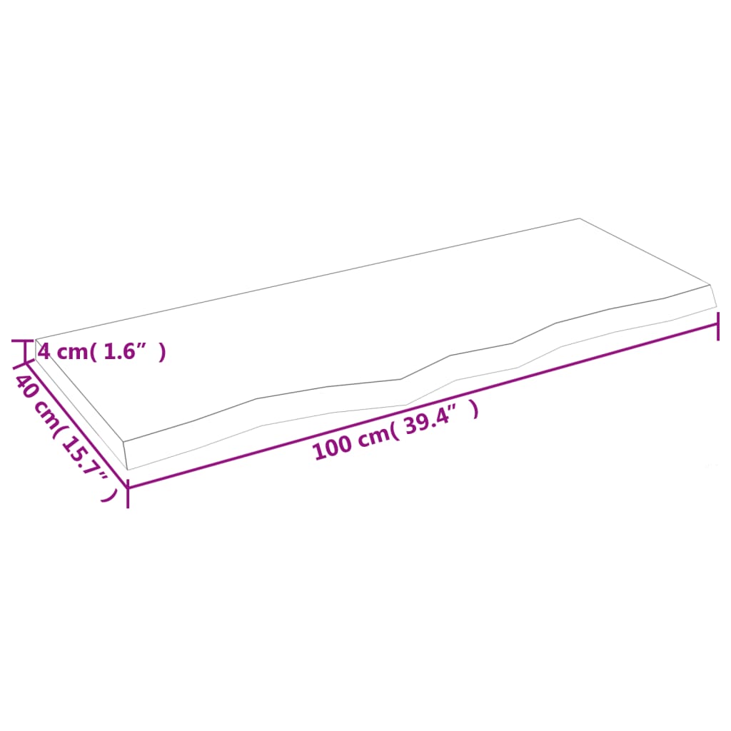 Bänkskiva badrum mörkbrun 100x40x(2-4) cm behandlat massivt trä