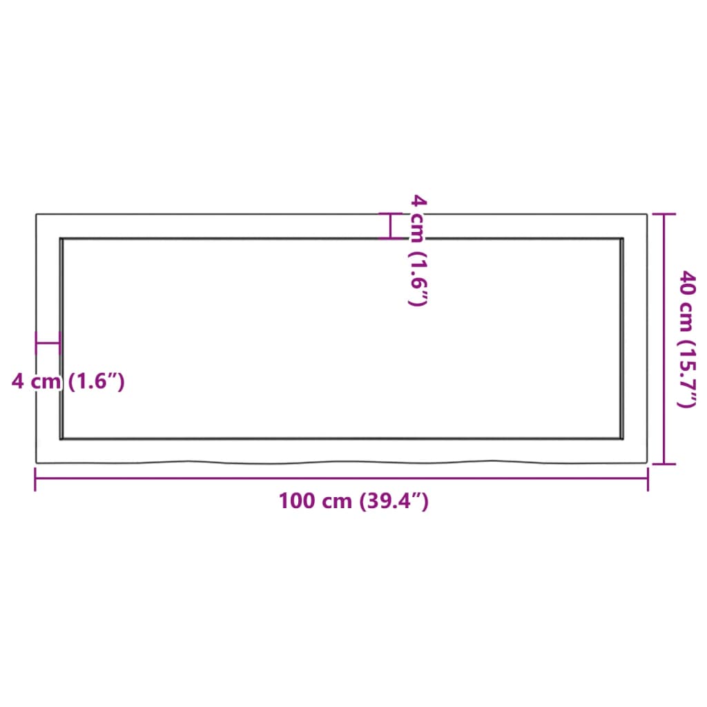 Bänkskiva badrum mörkbrun 100x40x(2-4) cm behandlat massivt trä