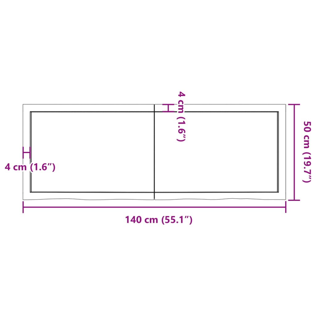 Bänkskiva badrum mörkbrun 140x50x(2-4) cm behandlat massivt trä