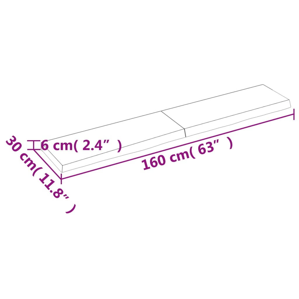 Bänkskiva badrum mörkbrun 160x30x(2-6) cm behandlat massivt trä