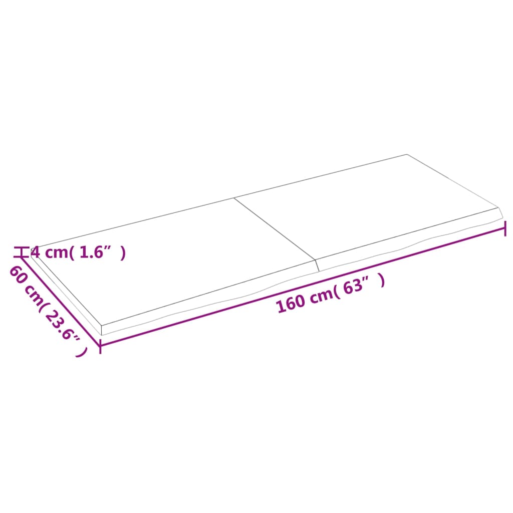 Bänkskiva badrum mörkbrun 160x60x(2-4) cm behandlat massivt trä